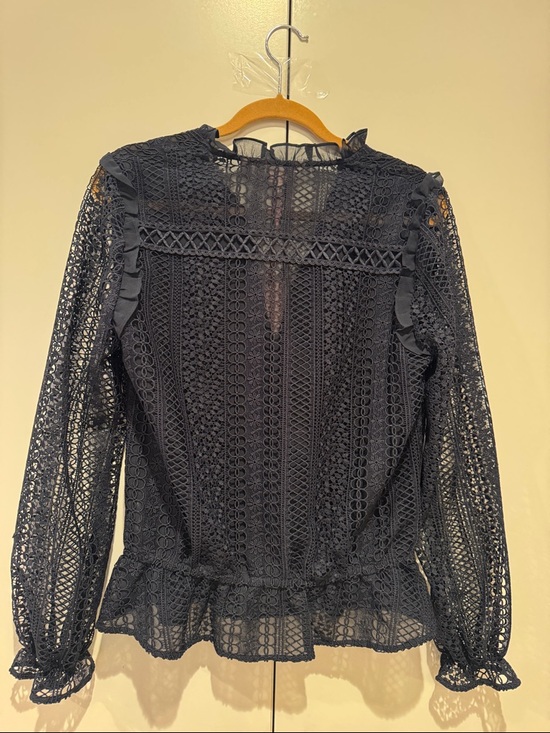 Ted Baker London Tops - TED BAKER Women's Navy Lace Long-Sleeve Blouse